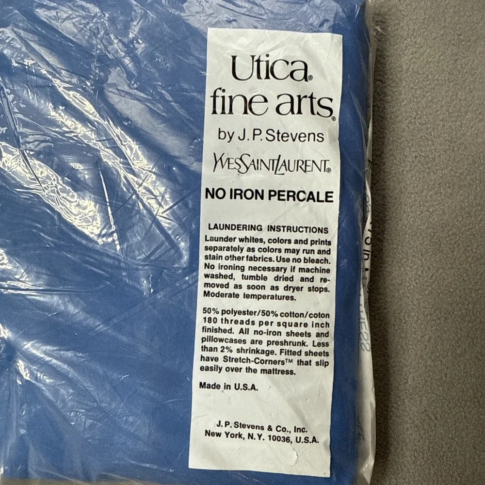 Vintage Utica Fine Arts Yves Saint Laurent Twin Fitted Sheet Blue JP Stevens YSL
